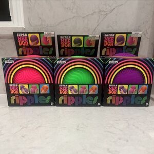 Needoh Super Ripples XL Set of 3 Squishy Ball Toy Green Purple Pink  Lot
